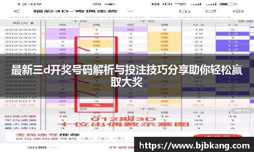 最新三d开奖号码解析与投注技巧分享助你轻松赢取大奖